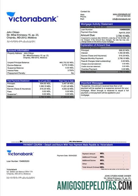 realista Modelo Word e PDF de declaração de hipoteca Victoriabank da Moldávia